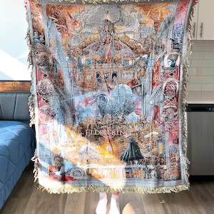 Elden Ring Wall Tapestry | Woven Throw Blanket | Epic Room Decor for Dark Fantasy Fans