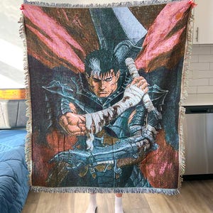 Anime Woven Blanket Throw | Custom Wall Decor Tapestry | Unique Gift Idea for Anime Fans