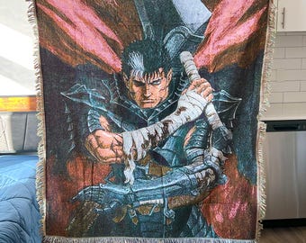 Anime Woven Blanket Throw | Custom Wall Decor Tapestry | Unique Gift Idea for Anime Fans