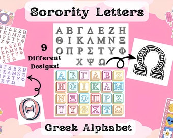 Sorority Letters SVG Bundle Greek Letters Greek Alphabet SVG Ancient Greece Alphabet, Greek Font, Fraternity, Digital Svg, Jpg