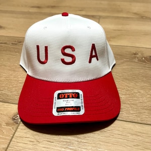 USA Hat Fourth of July America snap back red white
