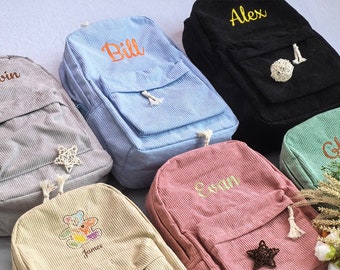 Personalized embroidered kids backpack，custom name backpack，Toddler backpack with name，embroidered backpack adult, Corduroy Backpack kids