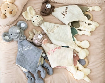 Personalisiertes Baby-Tröster, individuell bestickte Namens-Babydecke, Neugeborene Baby-Geschenke, Baby-Geschenke, Baby-Essentials, Baby-Dusche-Geschenk