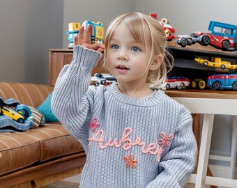 Pull prénom personnalisé pour bébé, sweat brodé personnalisé pour bébé, pull en tricot pour tout-petits, pull pour bébé avec prénom, cadeaux pour bébé