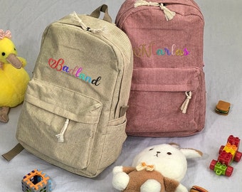 Personalized corduroy backpack,Custom embroidered Toddler Backpack,kid's schoolbag,Children's Backpack,Children Gifts,Travel Backpack