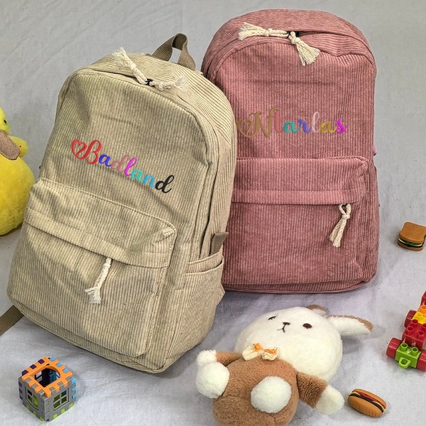 Personalized corduroy backpack,Custom embroidered Toddler Backpack,kid's schoolbag,Children's Backpack,Children Gifts,Travel Backpack