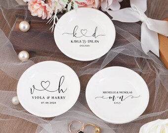 Personalized Engagement Gift, Initial Date Ring Dish, Gift For Bride and Groom, Bridesmaid Proposal Gift, Bridal Shower, Anniversary Gift