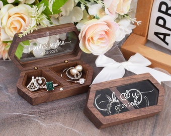 Engraved Wooden Ring Box | Anniversary Gift | Engagement Ring Box | Ring Bearer Box | Ring Box For Wedding Ceremony | Square Wooden Ring Box