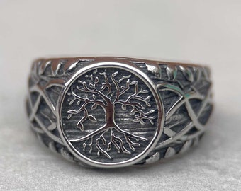 Yggdrasil Tree of Life Ring for Men | Celtic Norse Mythology Jewelry | Spiritual Gift | Tree of Life Men's Ring