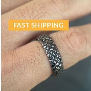 Embrace Viking Style with our Stainless Steel Dragon Scale Ring for Him. Perfect Birthday Gift for Your Best Friend - Unisex Handcrafted