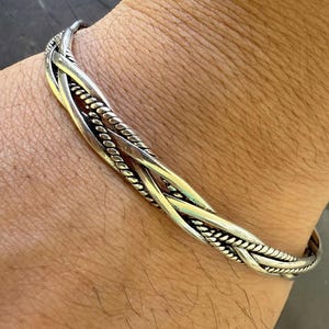 Adjustable Silver Viking Twist Knot Bracelet - Vintage Cuff