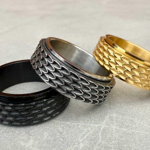 Personalized Dragon Skin Spinner Ring - Men&#39;s Fidget Ring for Stress & Anxiety Relief, Unique Dragon Skin Design Gift