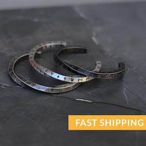 Norse and Celtic-inspired bracelets for men: Viking bangle with runes torc, and Celtic cuff