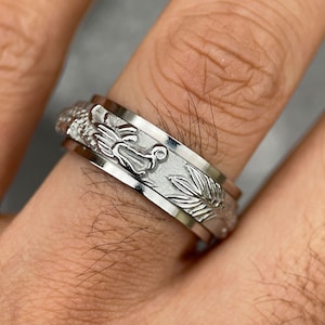 Handmade Fidget Dragon Ring for Men, Stress Relief Spinner Ring, Anxiety Ring for Women, Worry Ring Birthday Gift, Unique Jewelry for Him