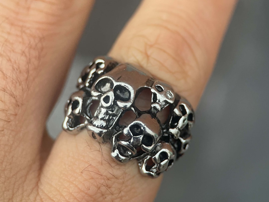 Silver Rings Punk Handcrafted Sterling Silver Skull Rings: Unique Punk Gothic Style for ...