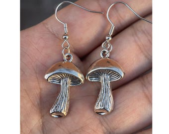 Handmade Mushroom Dangle Earrings: Boho Hippie Style