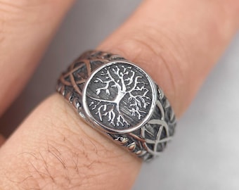 Yggdrasil Tree of Life Ring for Men | Celtic Norse Mythology Jewelry | Spiritual Gift | Tree of Life Men's Ring