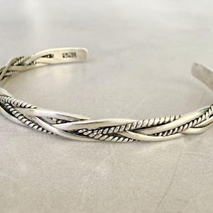 Adjustable Silver Viking Twist Bracelet - Vintage Style Cuff