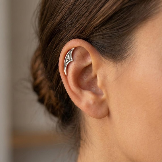Gothic Arch Hidden Helix Earring | Dark Medieval Cartilage Jewelry | Oxidized Silver Single Helix Piercing