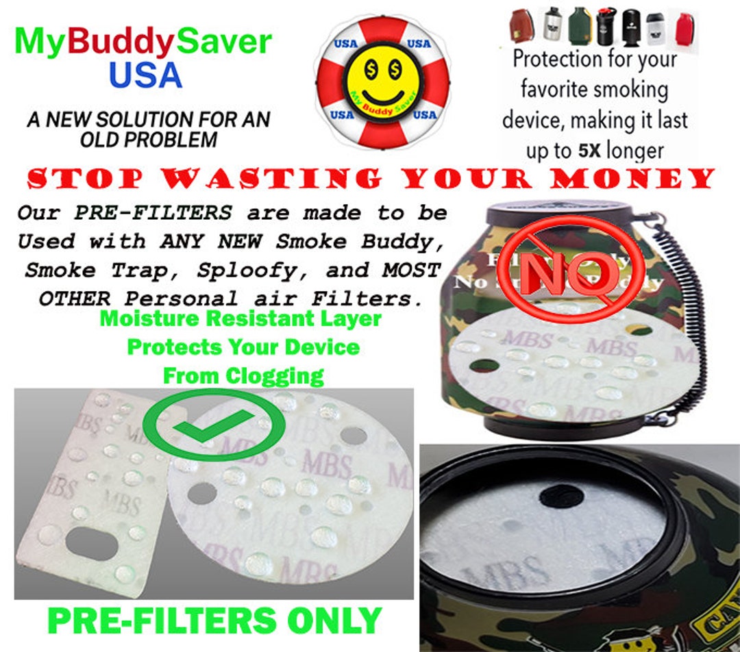 Mybuddysaver SMOKE BUDDY ORIGINAL Replaceable and Disposable Prefilters Also Available for