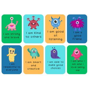 Le carte Monster Affirmation sono per i ragazzi. Offrono opportunità per costruire sicurezza, intelligenza emotiva e un'immagine positiva di sé.