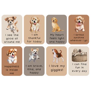 Las tarjetas de afirmación con temática de perros y cachorros son más que simples imprimibles lindos, son una herramienta para el crecimiento, el amor y el bienestar.