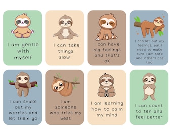 40 Faultier Affirmationskarten: Beruhigend für Kinder (PDF)
