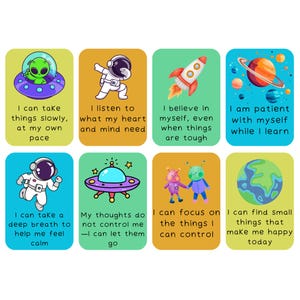 40 cartes d'affirmation de la résilience sur le thème de l'espace ! Amusant, stimulant et stimulant. Aidez les enfants à s'épanouir à la maison et à l'école.