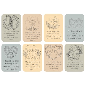 Cartes d'affirmation de grossesse pour mamans jumelles - Une belle façon de communiquer avec votre bébé et d'embrasser votre voyage