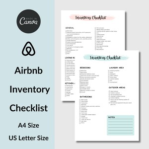 Airbnb Inventory Checklist, Inventory for Rental Property, Editable Checklist Template, Short Term Rental Inventory List, Airbnb Supplies