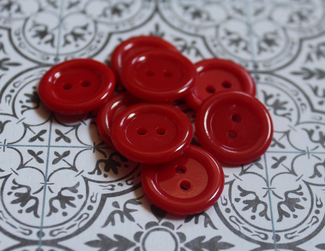 Shiny Red Buttons - Etsy