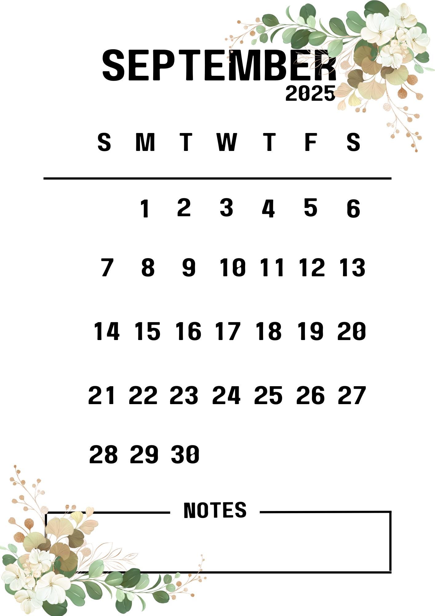 Large Number Calendar Template | INSTANT DOWNLOAD - Etsy