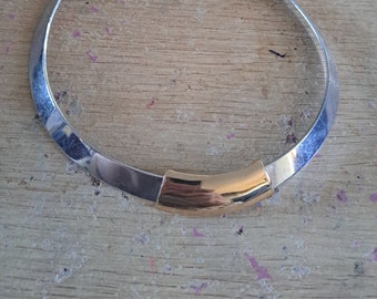 Vintage Silver and Gold Tone Choker Collar Necklace