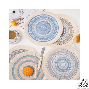 Bohemian Mandala Cotton Placemat Set: Tasseled Table Decor