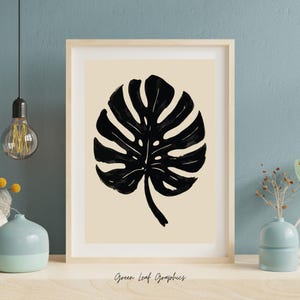 Minimalist Monstera Leaf Print: Boho Botanical Wall Art (Digital Download)