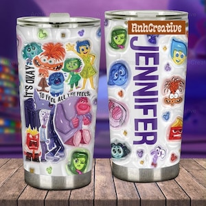 Personalized Inside Out Tumbler, Its Okay To Feel All The Feels Tumbler, Disney 20oz Skinny Tumbler, Tumbler Sublimation, Inside Out