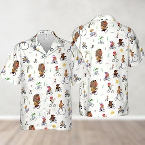 Der Muppet Film Fahrrad Szene Hawaiihemd, Muppets Hawaiihemd, Muppets Cartoon Film Knopf Hemd, Sommerferien Hemd für Freunde