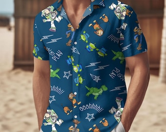 Camisa hawaiana de Toy Story, camisa Disney Woody, Buzz, Forky, Rex, Mr. Potato, camisa de verano con personajes de Toy Story, familia Disney