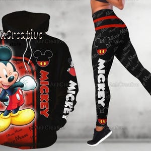 Mickey Mouse Hoodie And Leggings, Disney Hoodie, Cute Cartoon Hoodie, Womens Leggings, Birthday Gift, Disneyworld Shirt, Magic Kingdom