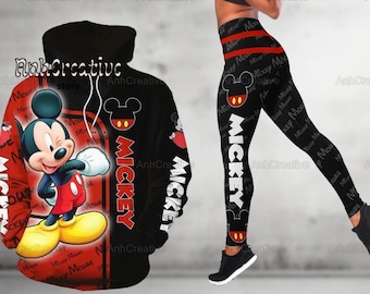 Sudadera con capucha y leggings de Mickey Mouse, sudadera con capucha de Disney, sudadera con capucha de dibujos animados, leggings para mujer, regalo de cumpleaños, camiseta de Disneyworld, Magic Kingdom