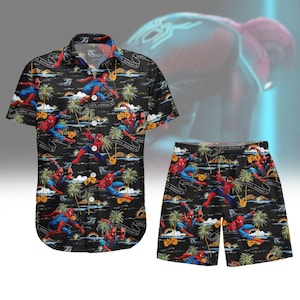 Spider Man Button Shirt, Men Shorts, Disney Movie Hawaiian Shirt, Spider Man Shirt, Peter Parker Shirt, Disneyland, Disney Trip Gift