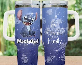Custom Stitch Ohana Means Family Becher 120 ml, Disney Stitch Kaffeebecher, Disney Castle Bechertasse, Magic Kingdom, Disney World