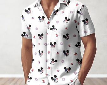 Camiseta de Mickey Mouse del 4 de julio de 2026, camiseta del Día de la Independencia de Disney, camisa hawaiana de Disney USA, camiseta de Disneyworld, pantalones cortos de Disneyland