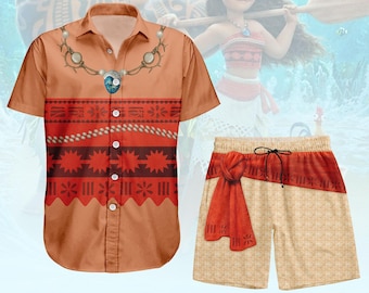 Disfraz de Moana, camiseta/pantalones cortos con botones de Moana, camiseta de princesa Disney, camiseta de disfraz de RunDisney Island, regalo de atuendo de Disneybound para ella.