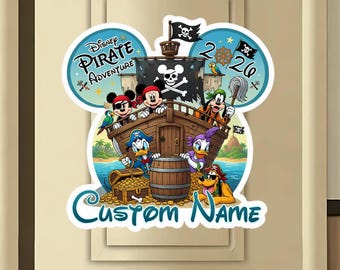 Imán personalizado de piratas de Disney, imán de crucero Disney de Mickey y sus amigos con el garfio, Piratas del Caribe, puerta de camarote de crucero familiar