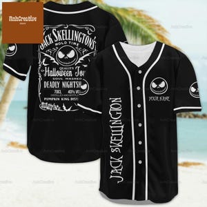 Custom Jack Skellington Baseball Jersey, Disney Jack Skellington Shirt, Jack Skellington Movie Jersey, Nightmare Before Christmas Shirt