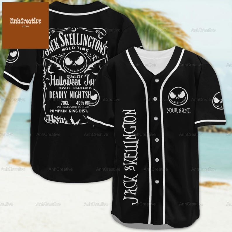 Custom Jack Skellington Baseball Jersey, Disney Jack Skellington Shirt, Jack Skellington Movie Jersey, Nightmare Before Christmas Shirt