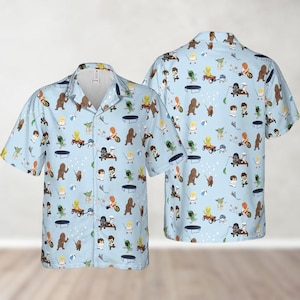 Star Wars Characters Go Fishing Hawaiian Shirt, Star War Button Shirt, Starwar Summer Beach Shirt, Disney Movie Shirt, Vacation Shirt