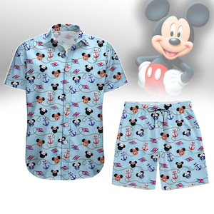Disney Cruise Button Shirt, Men Shorts, Mickey Mouse Minnie Hawaiian Shirt, Mickey Cruise Hawaii Shirt, Cartoon Summer Beach Shirt