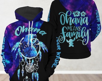 Sudadera con capucha de Stitch personalizada, camiseta Ohana Means Family, regalo de cumpleaños de Stitch, sudadera con capucha de Stitch de Disney, sudadera con capucha de Lilo y Stitch, camiseta de dibujos animados de películas